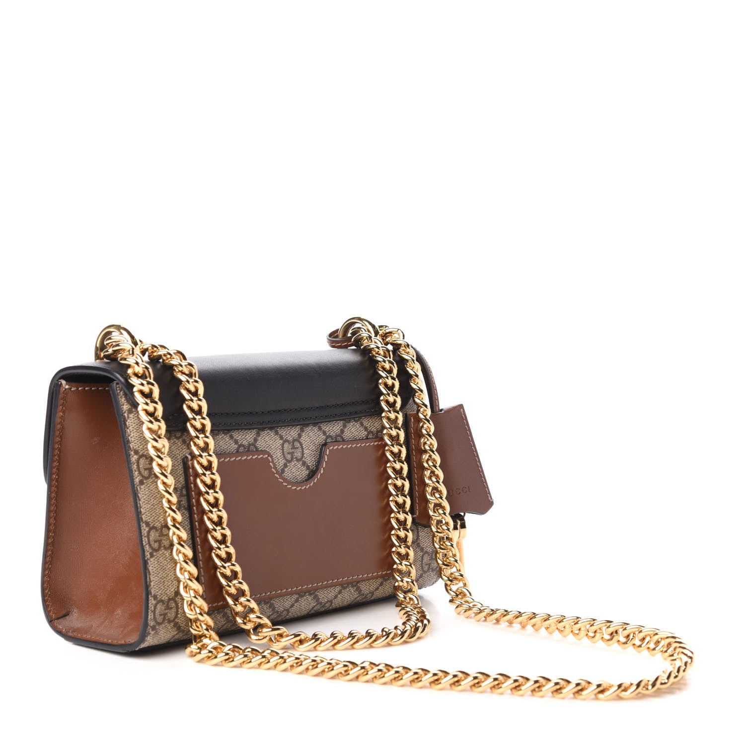 Gucci GG Supreme Monogram Calfskin Small Padlock Shoulder Bag Beige Black Cuir 4 of 10