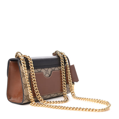 Gucci GG Supreme Monogram Calfskin Small Padlock Shoulder Bag Beige Black Cuir 4 of 10