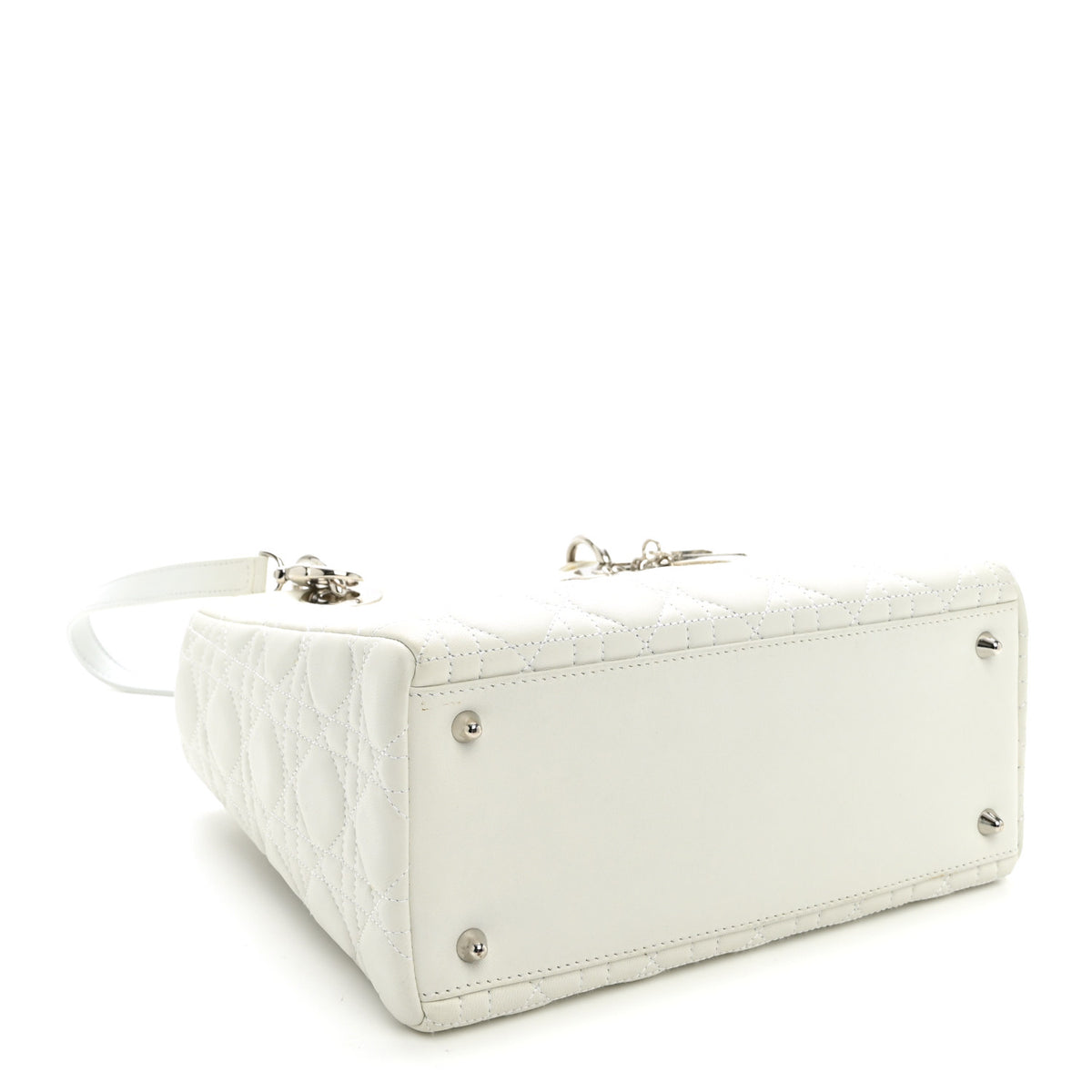 Lambskin Cannage Medium Lady Dior White