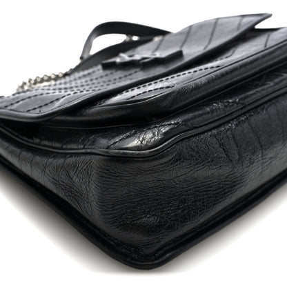 Saint Laurent Crinkled Calfskin Matelasse Monogram Medium Niki Chain Satchel Black 8 of 9