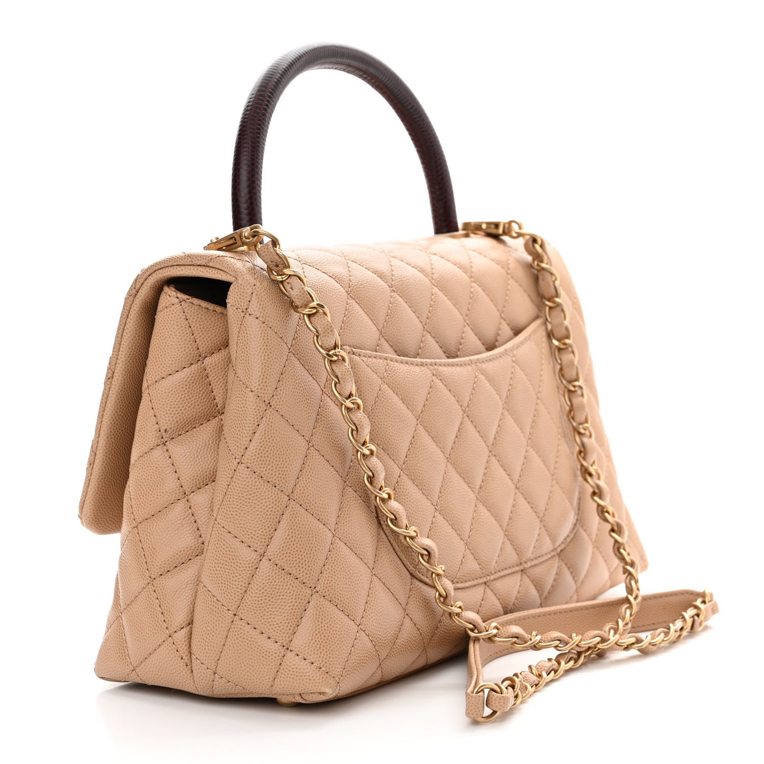 Chanel Caviar Lizard Embossed Quilted Small Coco Handle Flap Beige 3 of 11