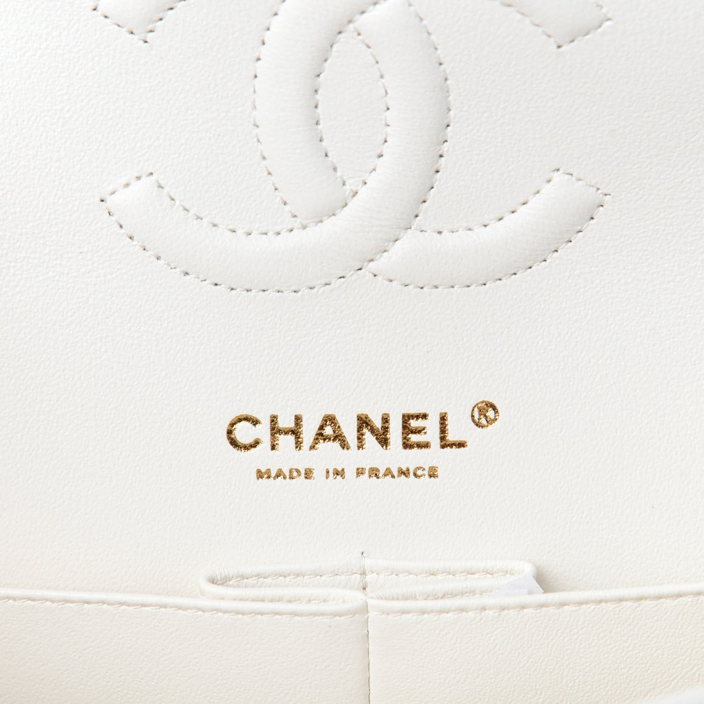 Caviar Quilted Medium Double Flap White