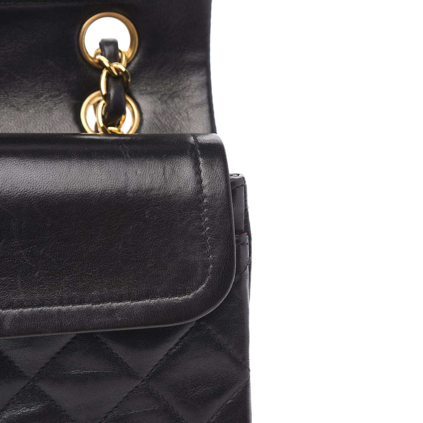 Lambskin Quilted Small Double Flap Black