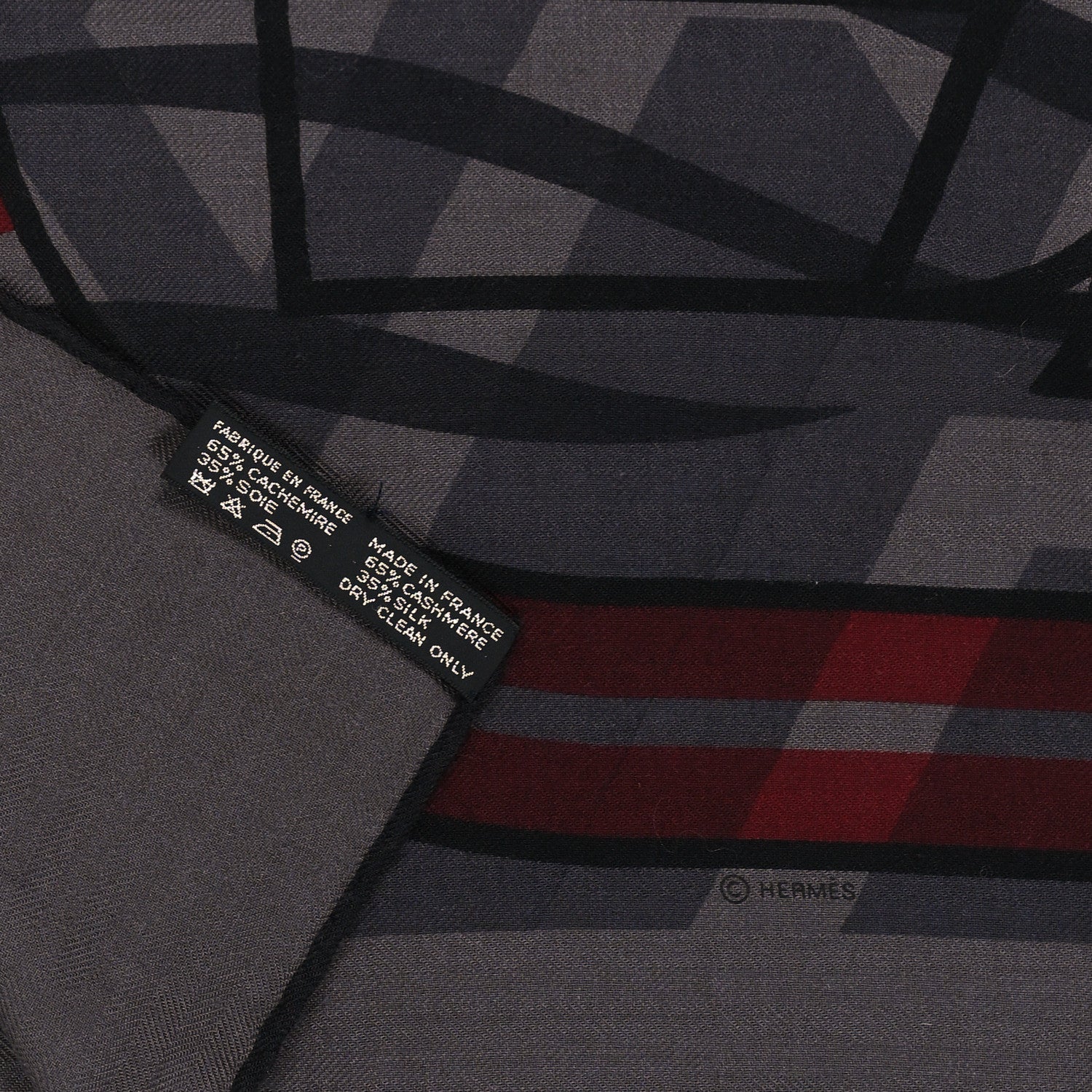 Hermes Cashmere Silk Quadridge Scarf 140 3 of 3
