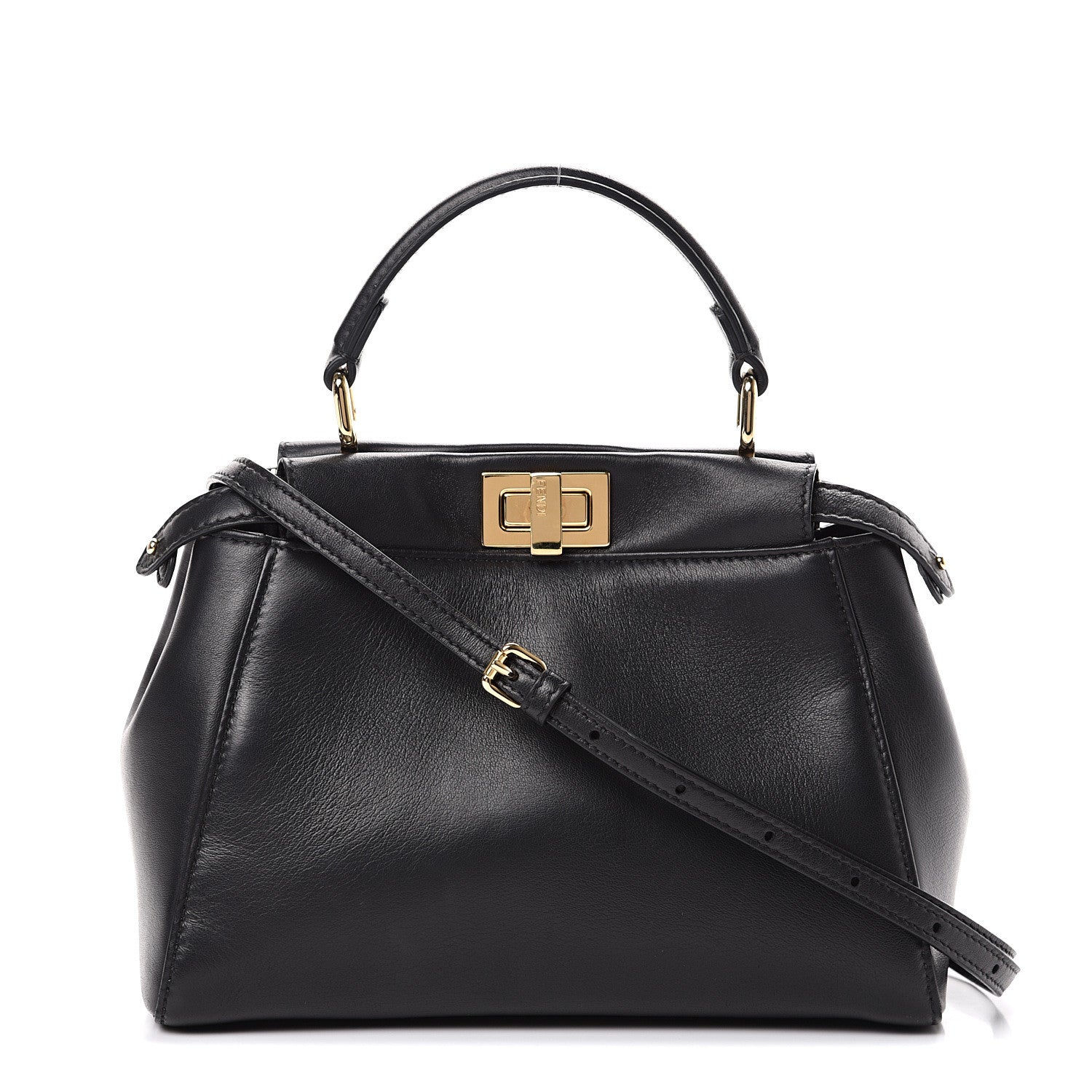 Fendi Nappa Mini Peekaboo Iconic Satchel Black 1 of 11