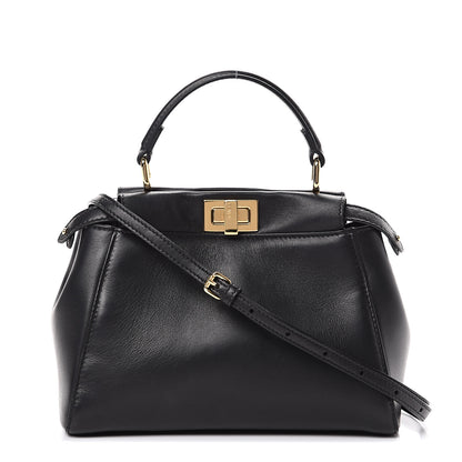 Fendi Nappa Mini Peekaboo Iconic Satchel Black 1 of 11