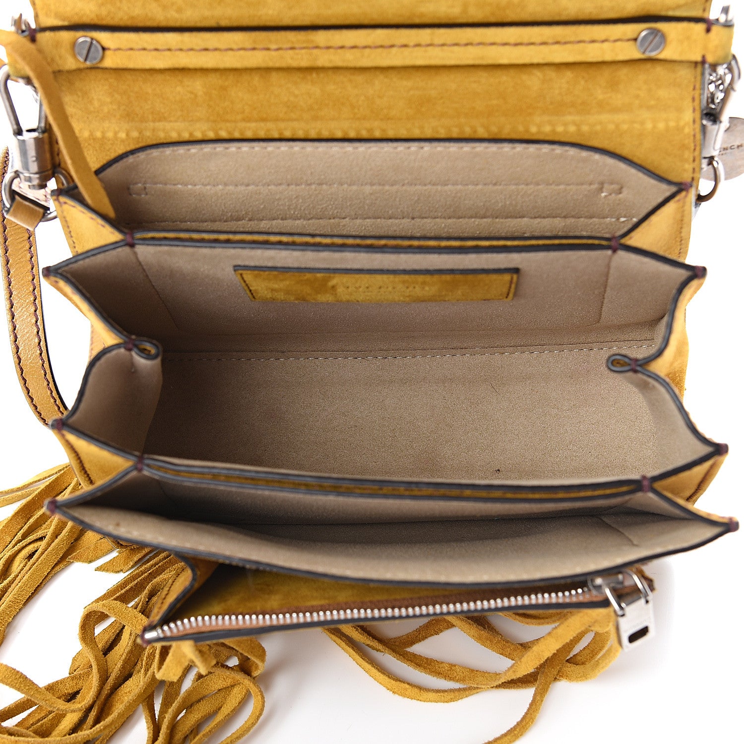 Givenchy Suede Fringe Small GV3 Shoulder Bag Yellow 4 of 8