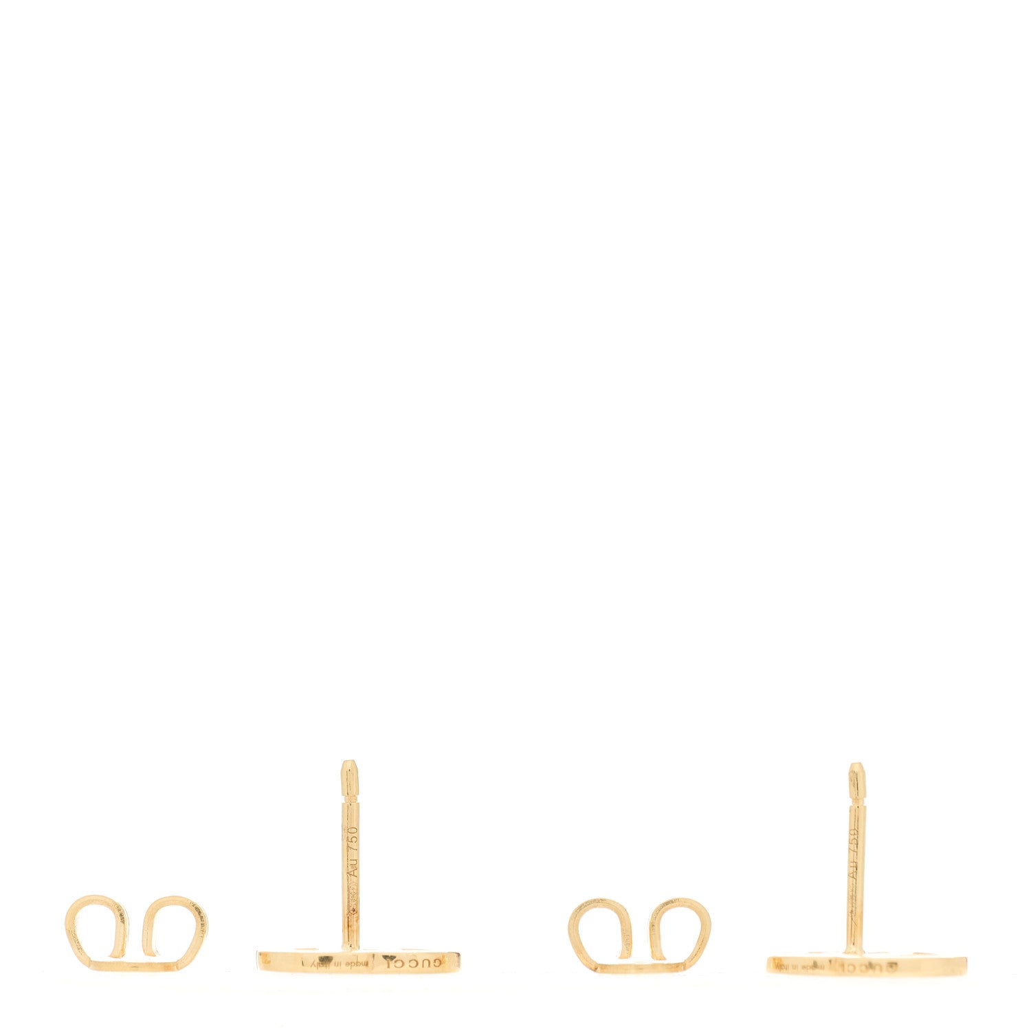 Gucci 18K Yellow Gold Running G Stud Earrings 3 of 5