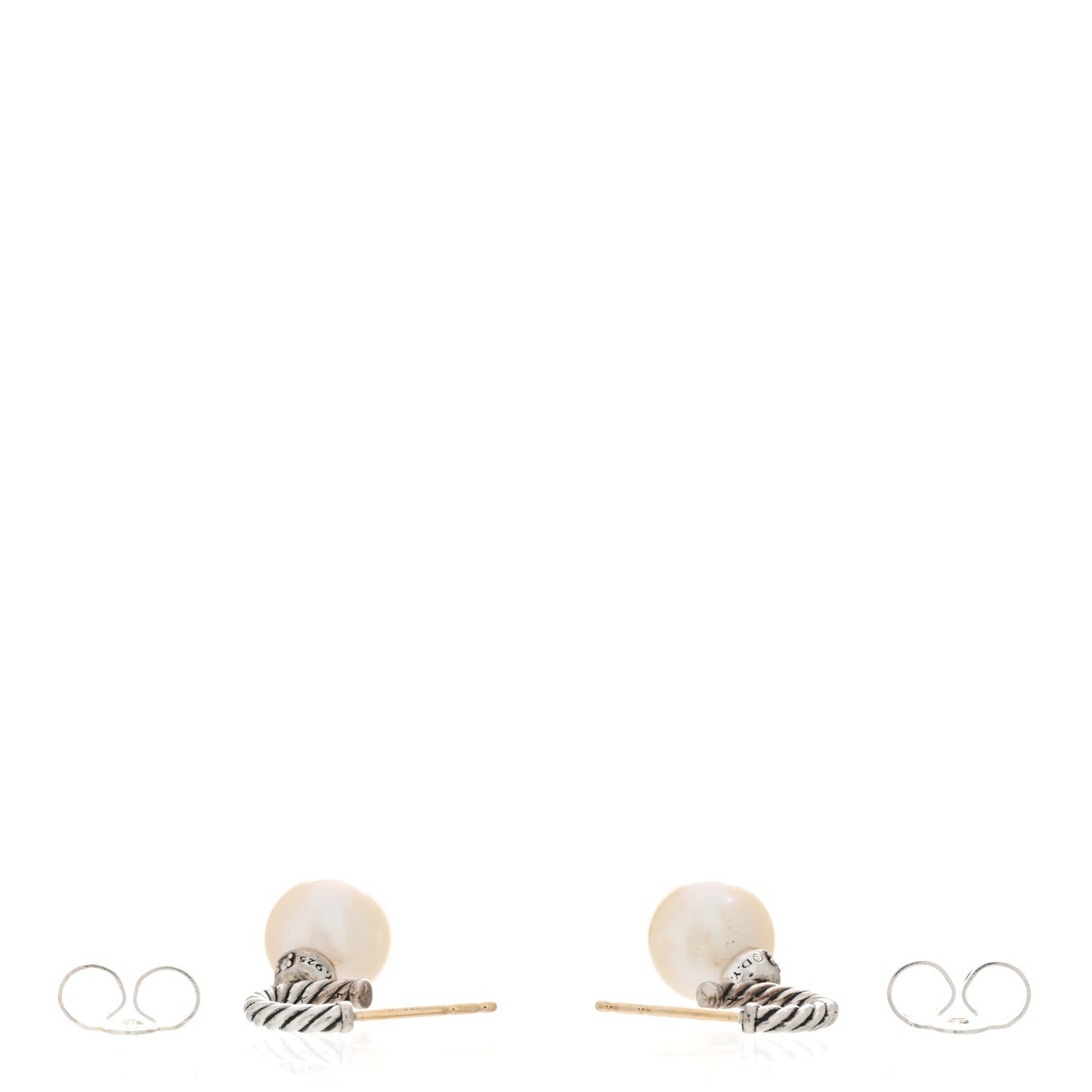 Sterling Silver Diamond Pearl 9mm Solari Drop Earrings