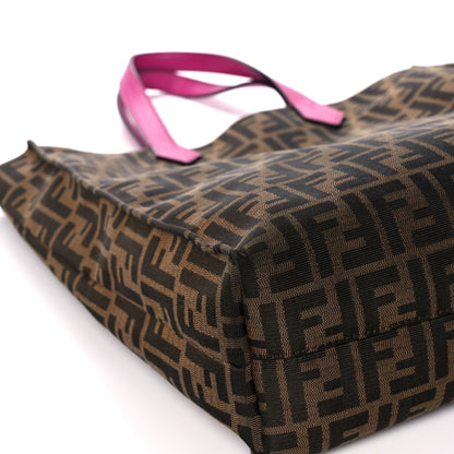Fendi Zucca Vitello Elite Special Shopping Tote Tobacco Fuxia 11 of 16