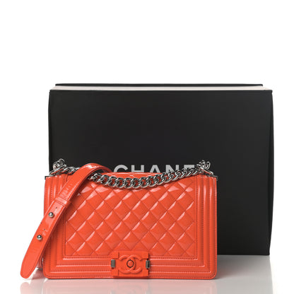 Chanel Patent Calfskin Quilted Medium Plexiglass Boy Flap Orange 13 of 13