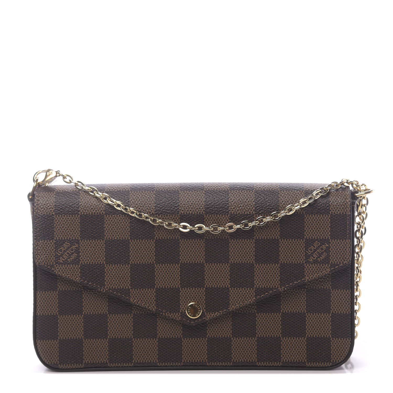Louis Vuitton Damier Ebene Pochette Felicie Chain Wallet 1 of 10