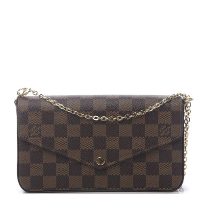 Louis Vuitton Damier Ebene Pochette Felicie Chain Wallet 1 of 10