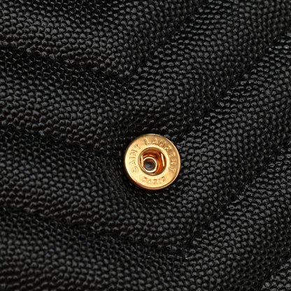 Saint Laurent Grain De Poudre Matelasse Chevron Monogram Chain Wallet Black 9 of 9