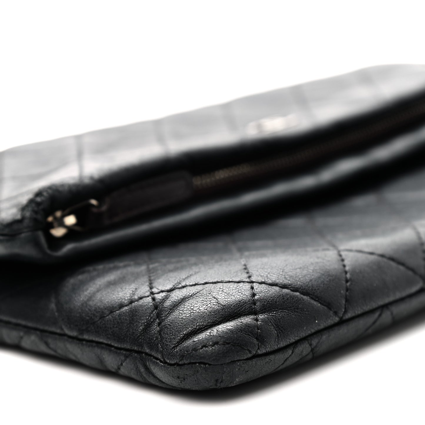 Lambskin Quilted CC Beauty Clutch Black