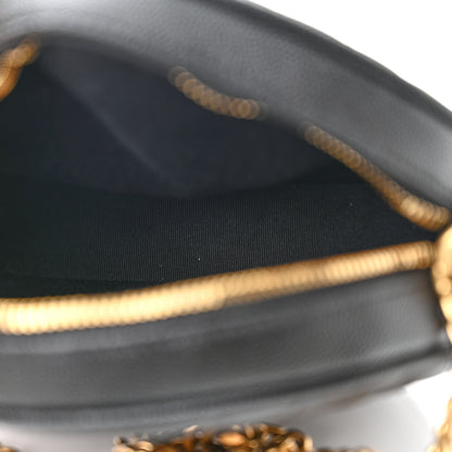 Saint Laurent Grain De Poudre Matelasse Chevron Quilted Round Vinyle Camera Bag Black 5 of 8