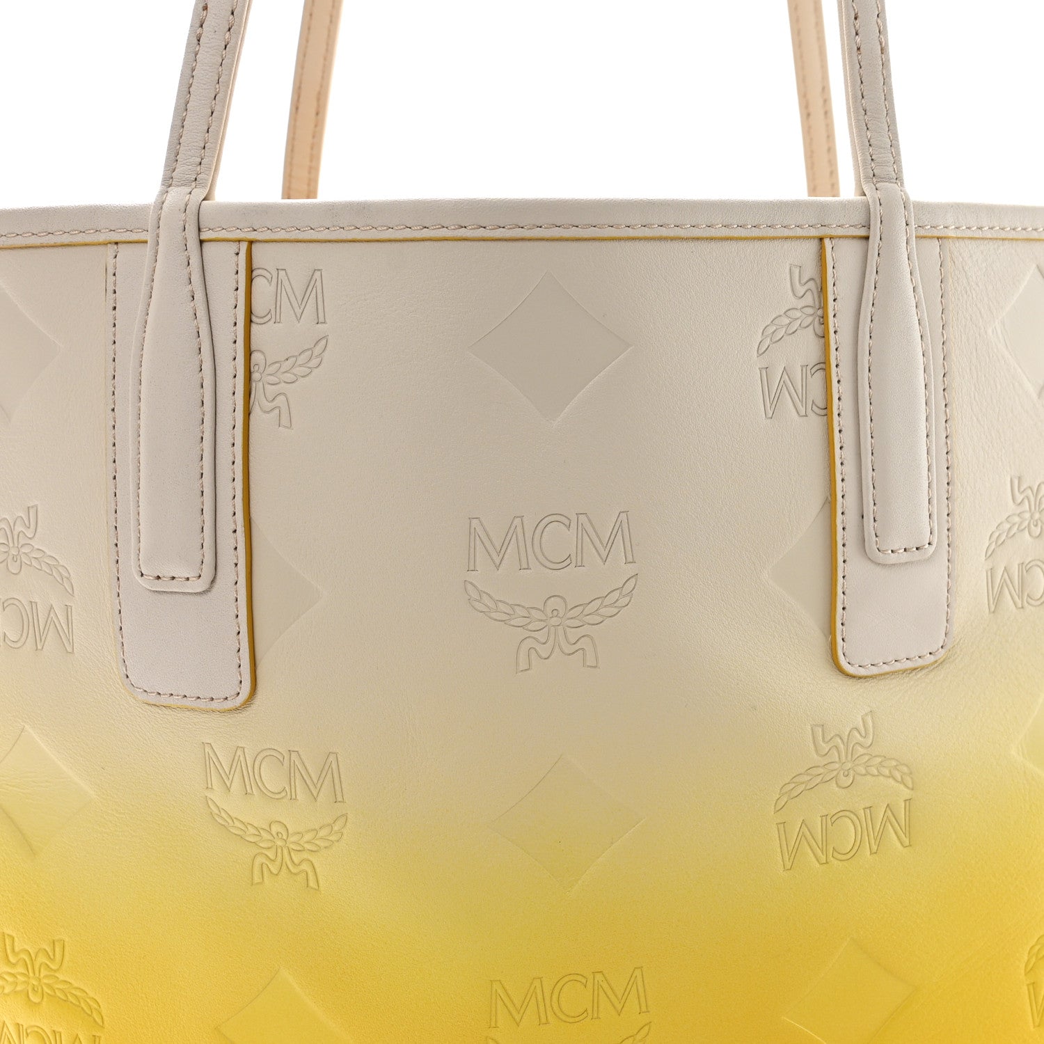 MCM Calfskin Ottomar Gradation Liz Shopper Tote Old Gold 9 of 12