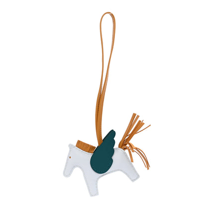 Hermes Milo Lambskin Grigri Rodeo Pegase Horse Bag Charm PM Bleu Brume Sesame Vert Bosphore 1 of 4