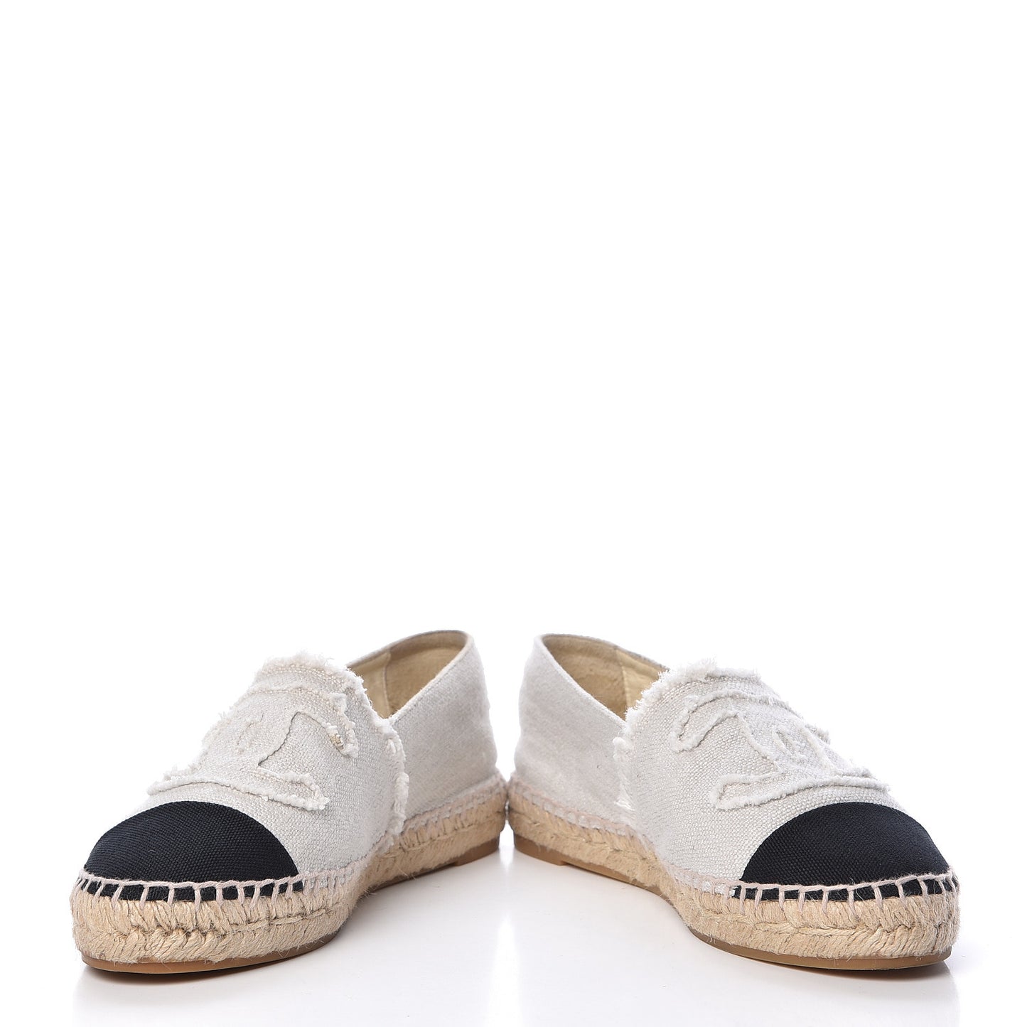 Linen CC Espadrilles 37 Beige Black
