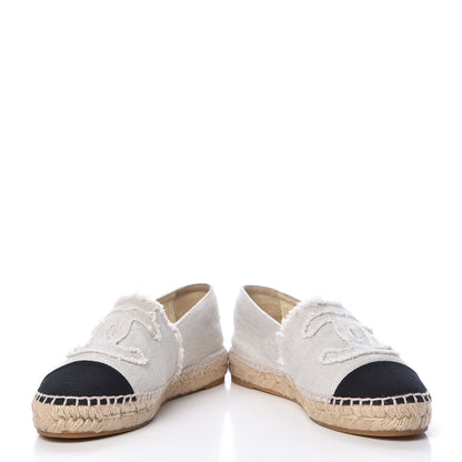 Chanel Linen CC Espadrilles 37 Beige Black 16 of 17