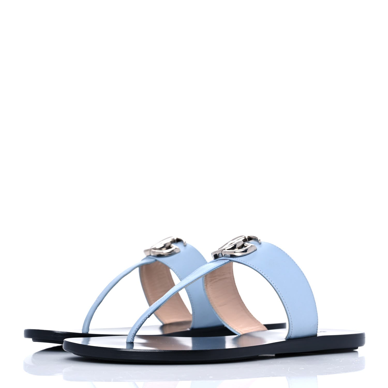 Gucci Calfskin GG Marmont Thong Sandals 36 Porcelain Light Blue 3 of 8