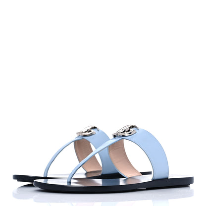 Gucci Calfskin GG Marmont Thong Sandals 36 Porcelain Light Blue 3 of 8