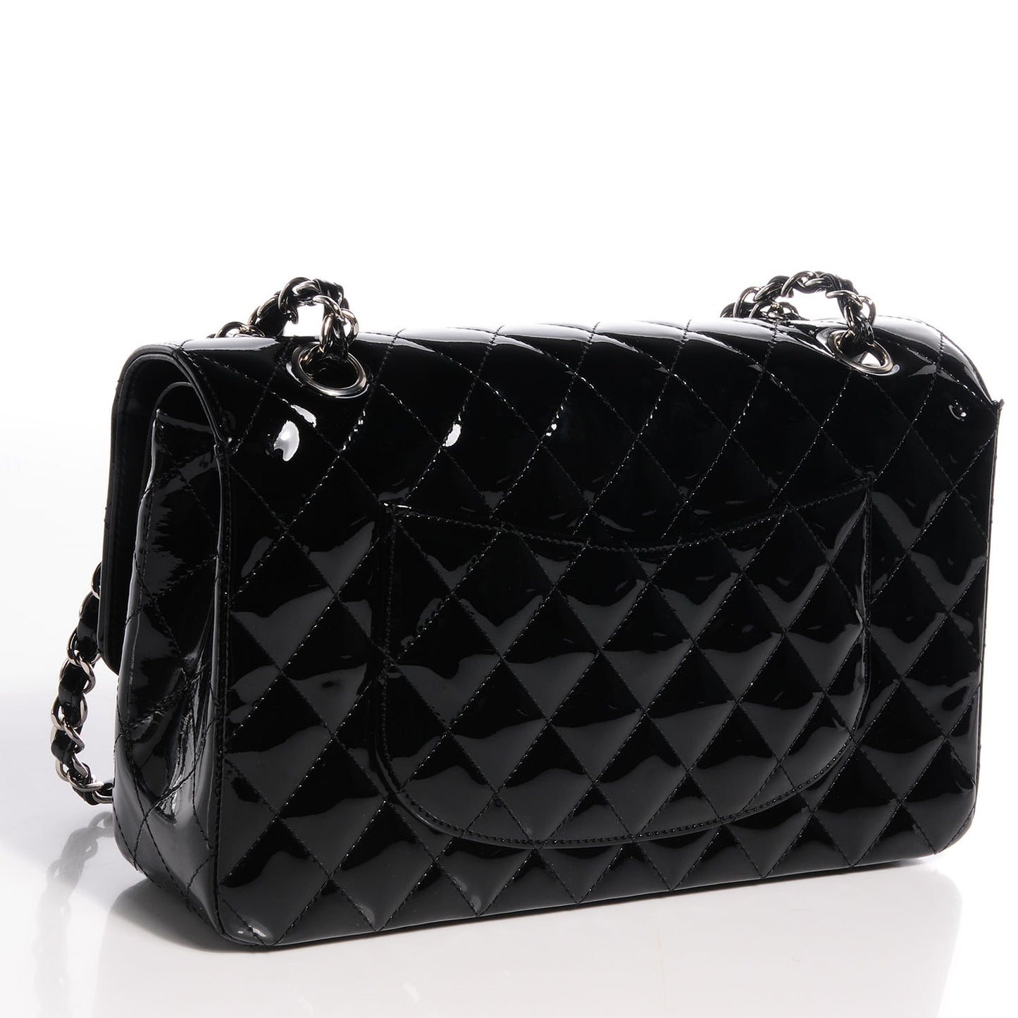 Patent Medium Double Flap Black