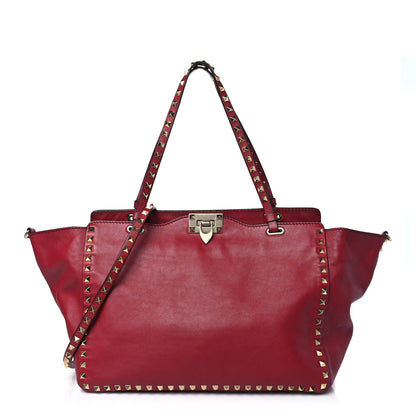 Valentino Garavani Vitello Medium Rockstud Tote Rosso Valentino 1 of 8