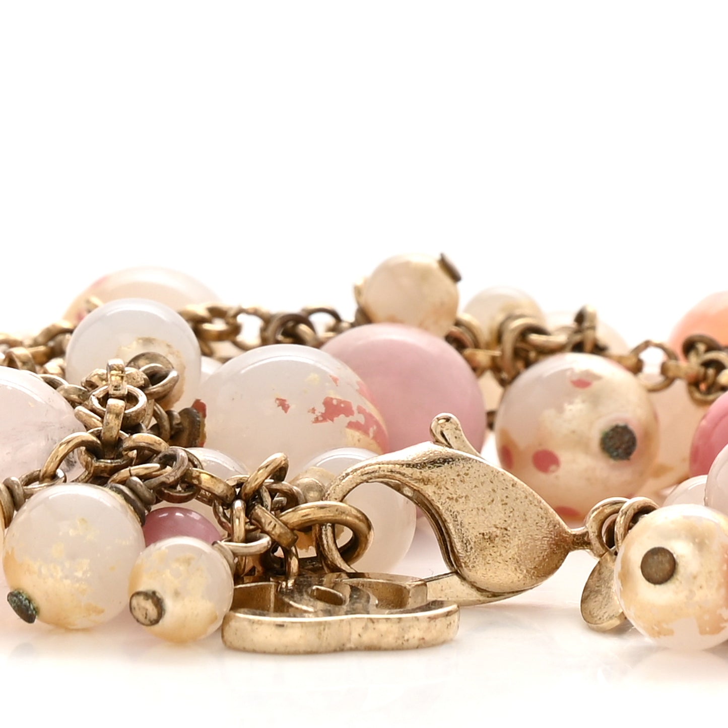 Beaded CC Multi Strand Bracelet Gold Multicolor