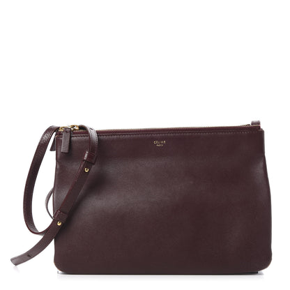 Celine Lambskin Large Trio Crossbody Bag Burgundy 1 of 10