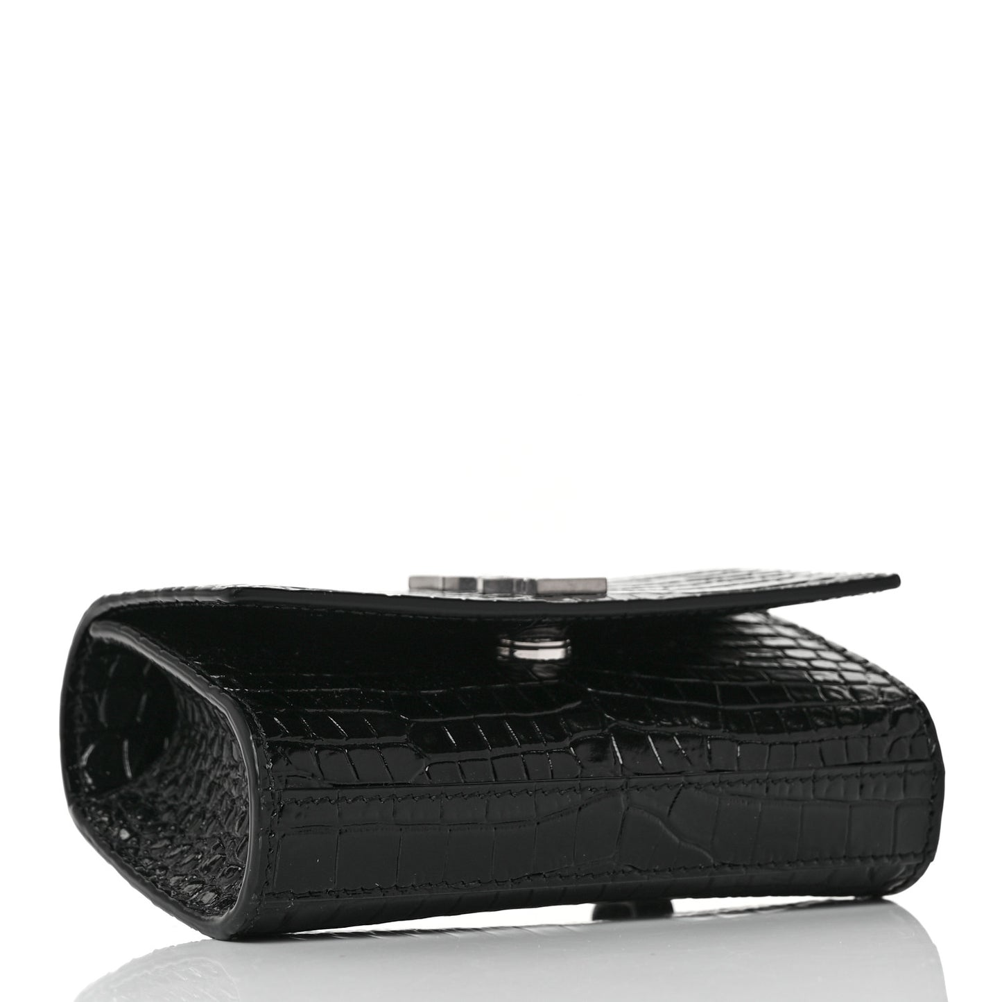 Calfskin Crocodile Embossed Monogram Kate Belt Bag Black