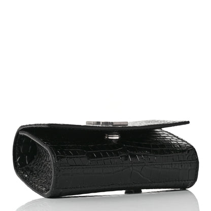 Saint Laurent Calfskin Crocodile Embossed Monogram Kate Belt Bag Black 4 of 8