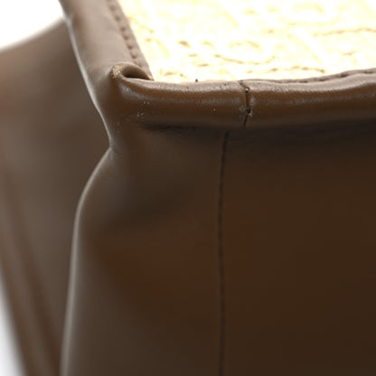 Christian Dior Raffia Calfskin Oblique Embroidered Small Book Tote Beige Camel 11 of 13