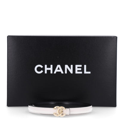 Chanel Calfskin CC Reversible Thin Belt 85 White Black 9 of 9