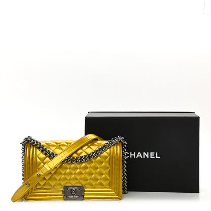 Chanel Metallic Patent Calfskin Quilted Medium Boy Flap Gold 11 of 11