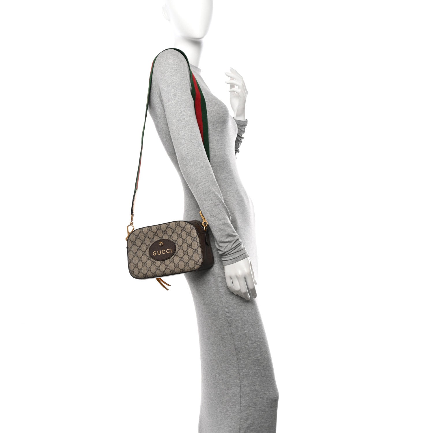 Gucci GG Supreme Monogram Web Neo Vintage Shoulder Bag Beige New Acero Crop 3 of 10