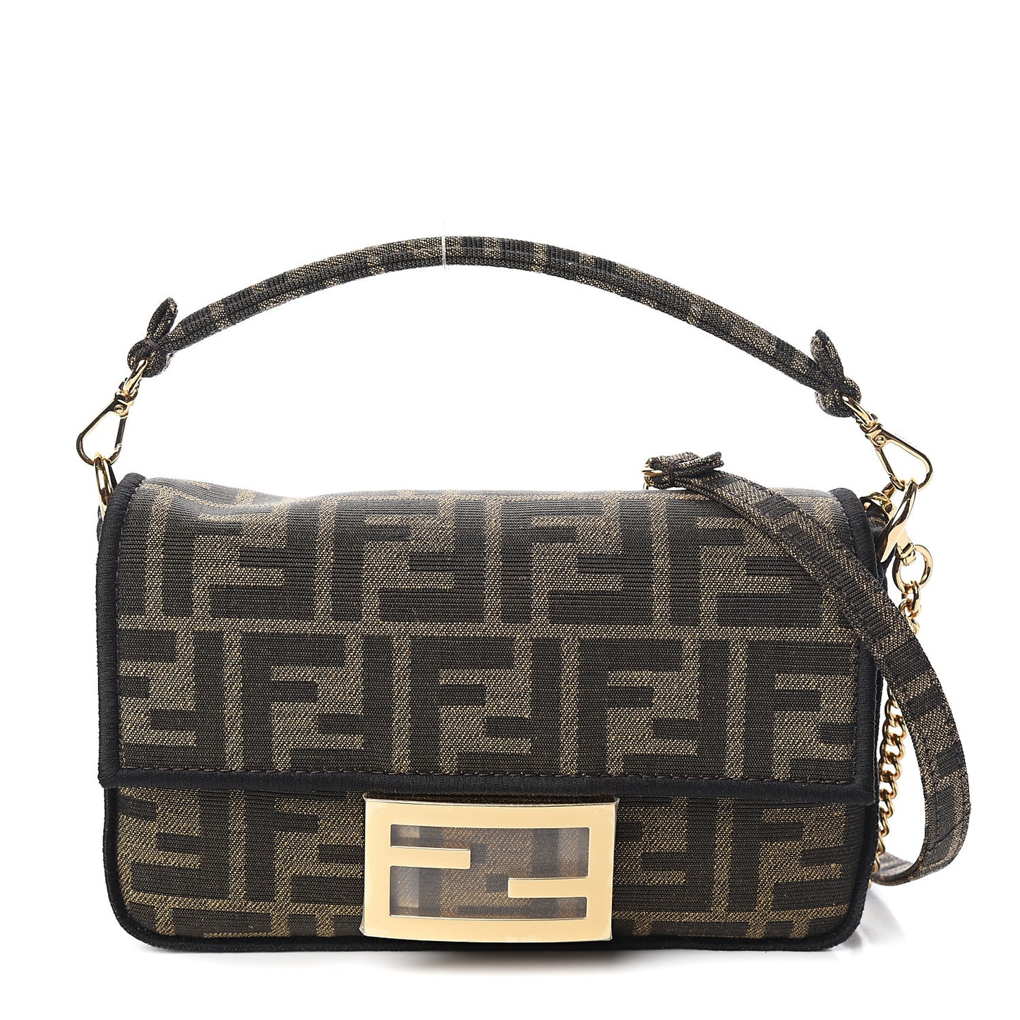 Fabric Jacquard FF 1974 Mini Baguette Tobacco Moro Black
