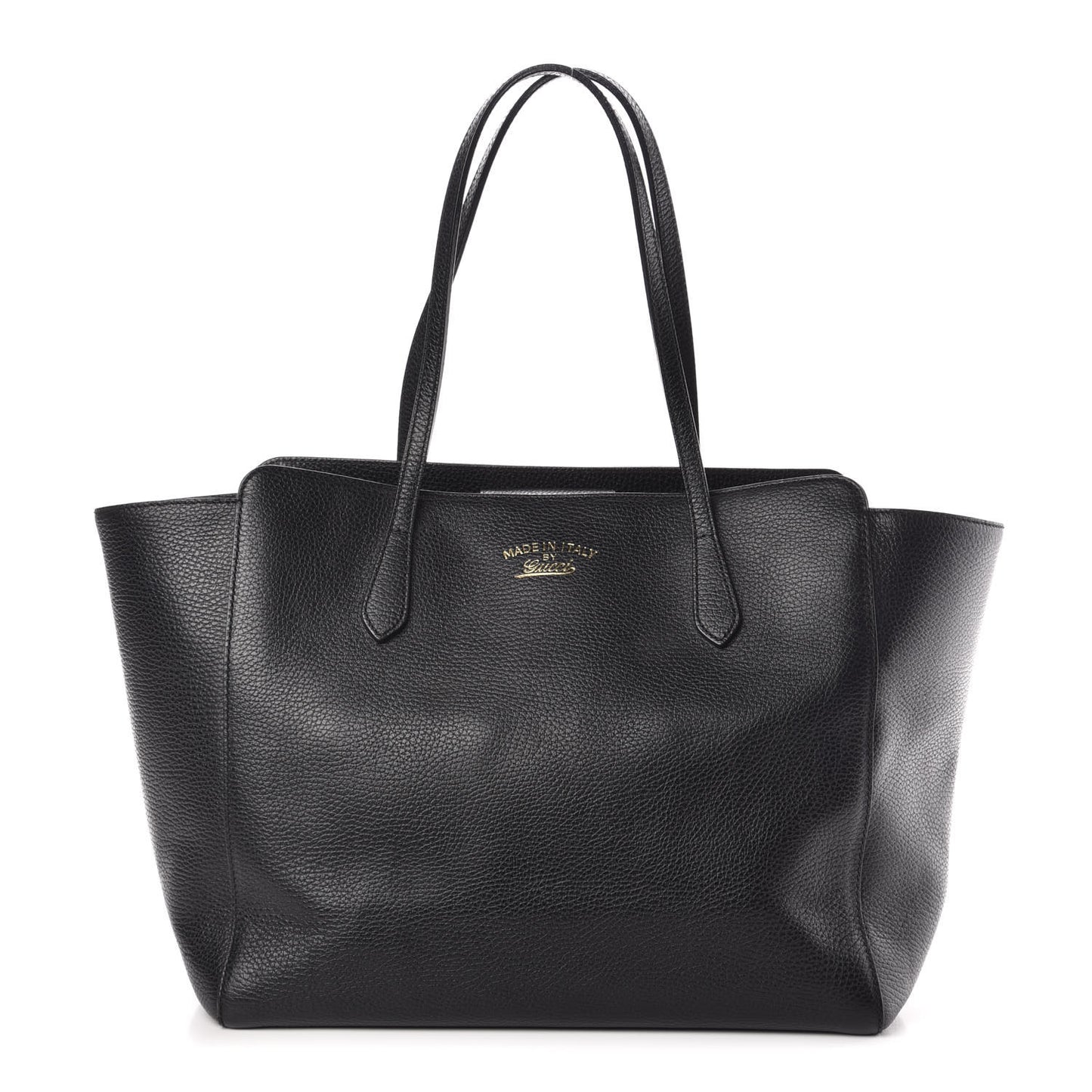 Pebbled Calfskin Medium Swing Tote Black