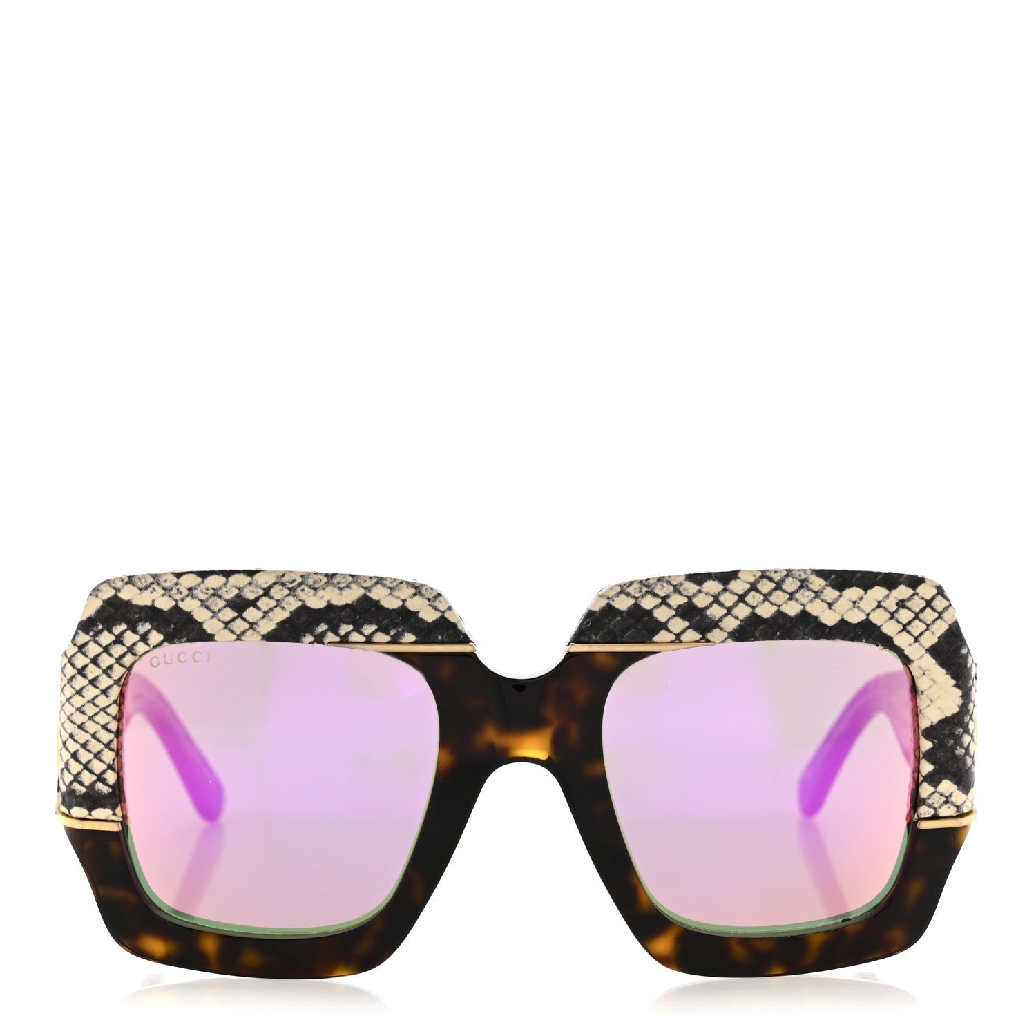Gucci Snakeskin Acetate Square Sunglasses GG0484S Havana 2 of 8