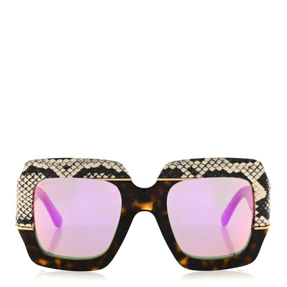 Gucci Snakeskin Acetate Square Sunglasses GG0484S Havana 2 of 8