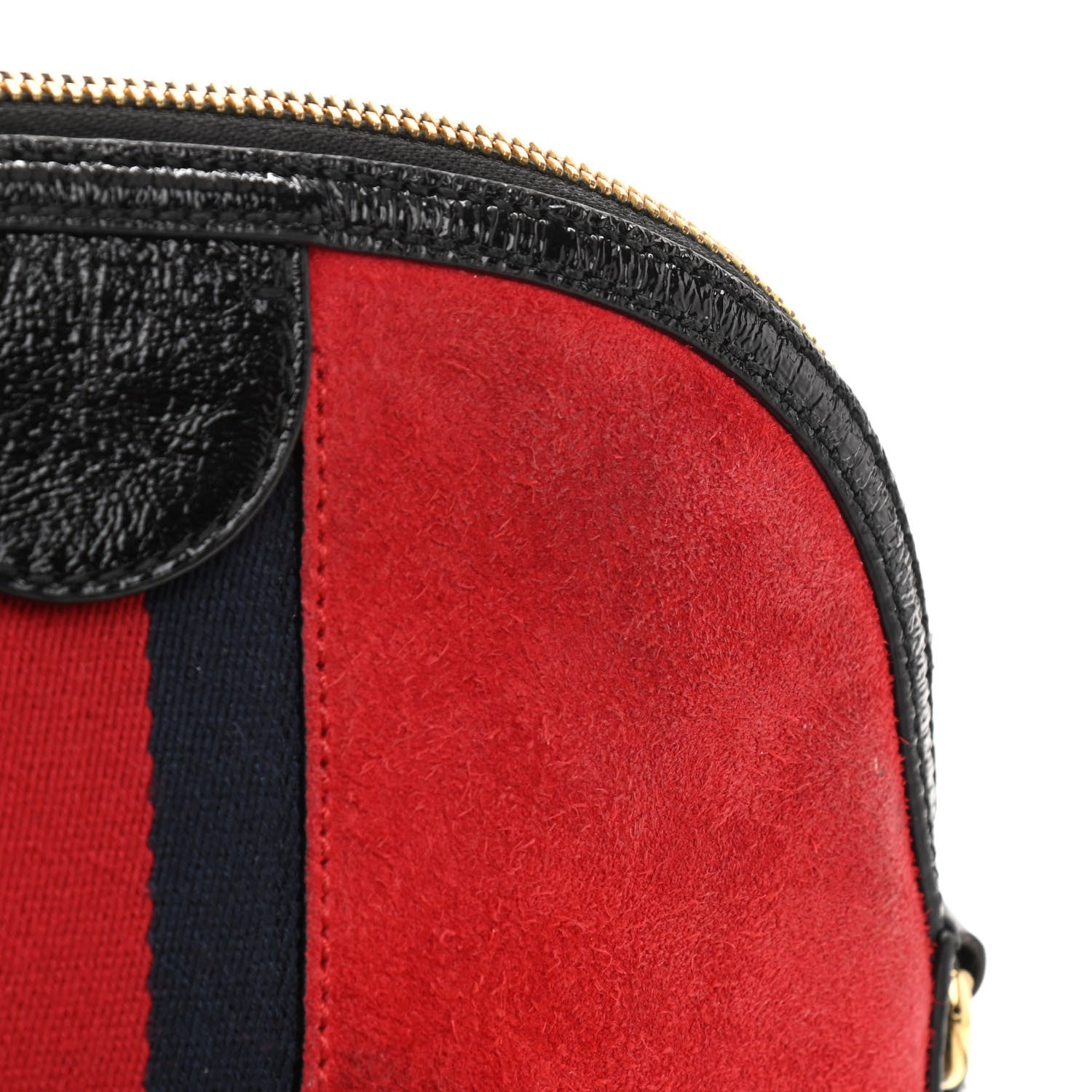 Gucci Suede Patent Web GG Small Ophidia Dome Shoulder Bag Hibiscus Red 15 of 15