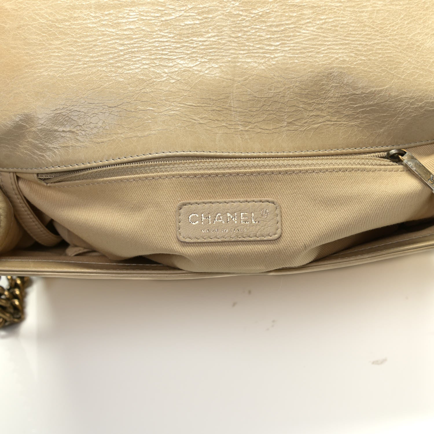 Chanel Glazed Calfskin Quilted Large Boy Flap Beige 5 of 12