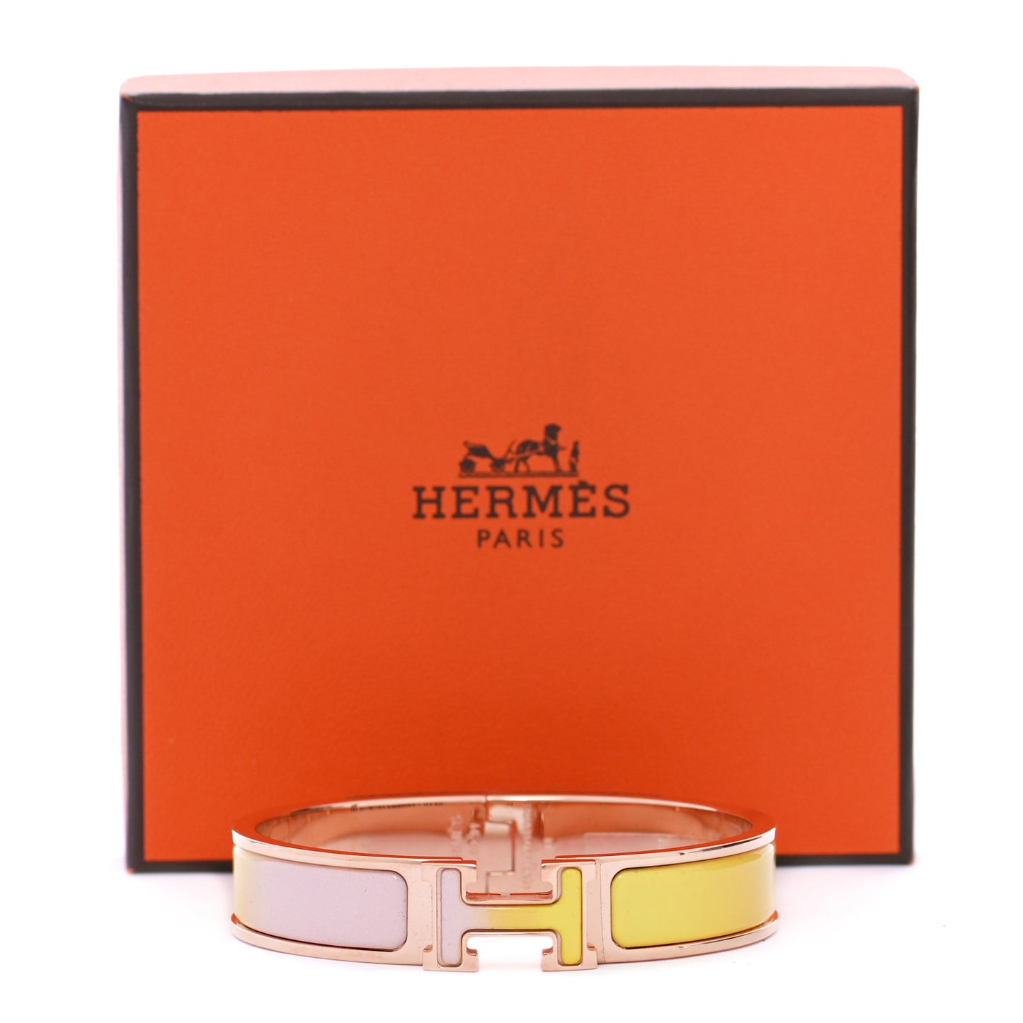 Enamel Narrow Clic Clac H Fusion Bracelet PM Rose Candeur Jaune Tennis