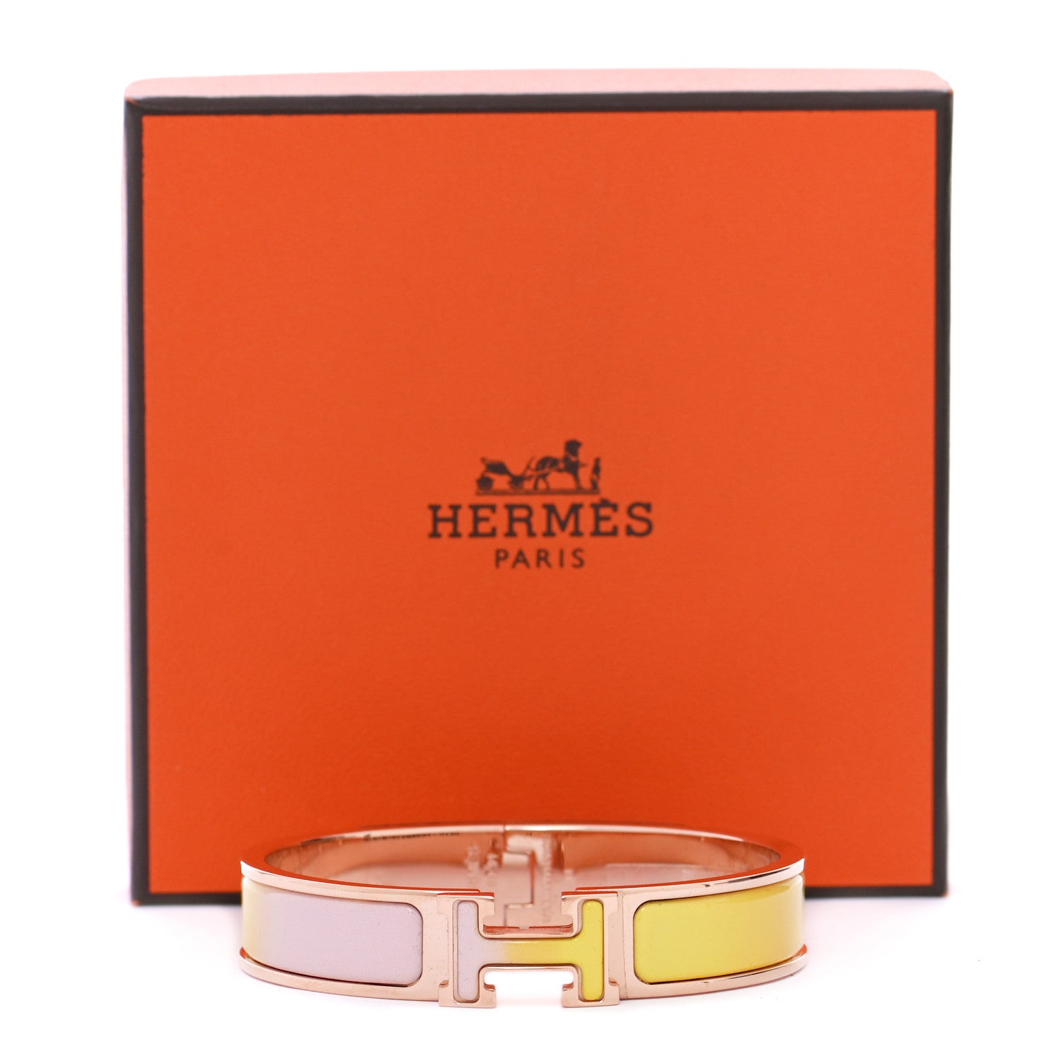 Hermes Enamel Narrow Clic Clac H Fusion Bracelet PM Rose Candeur Jaune Tennis 5 of 5
