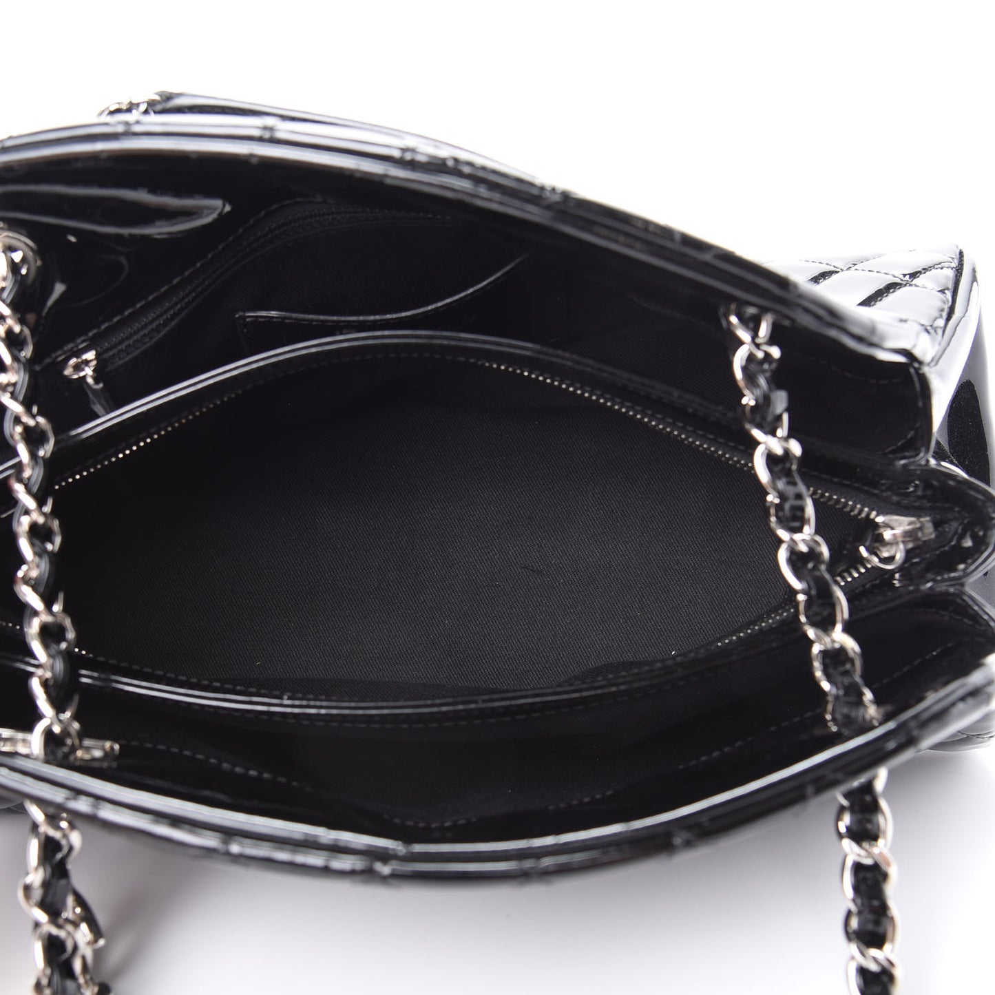 Patent Quilted Medium Just Mademoiselle Bowling Bag Black