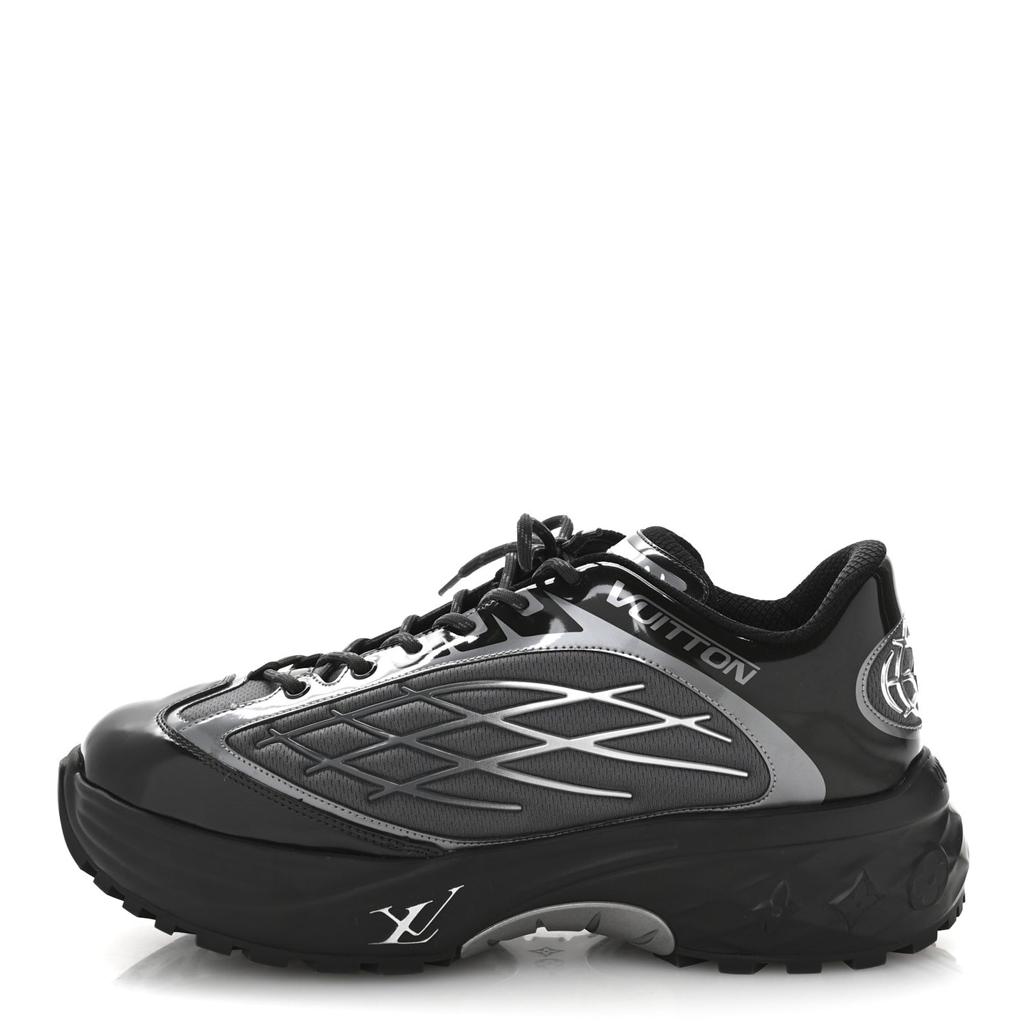 Monogram Discovery Lace Up Sneakers 9.5 Black Silver