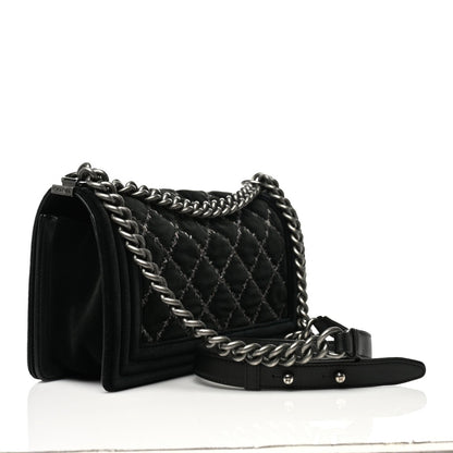 Chanel Velvet Quilted Medium Boy Flap Black 2 of 8
