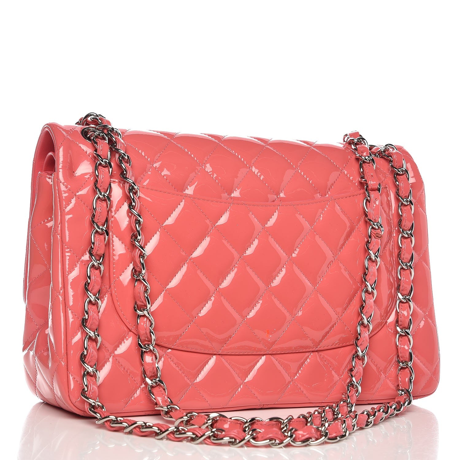 Chanel Patent Quilted Jumbo Double Flap Pink 4 of 10