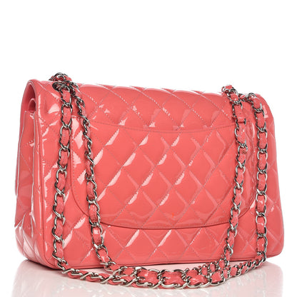 Chanel Patent Quilted Jumbo Double Flap Pink 4 of 10