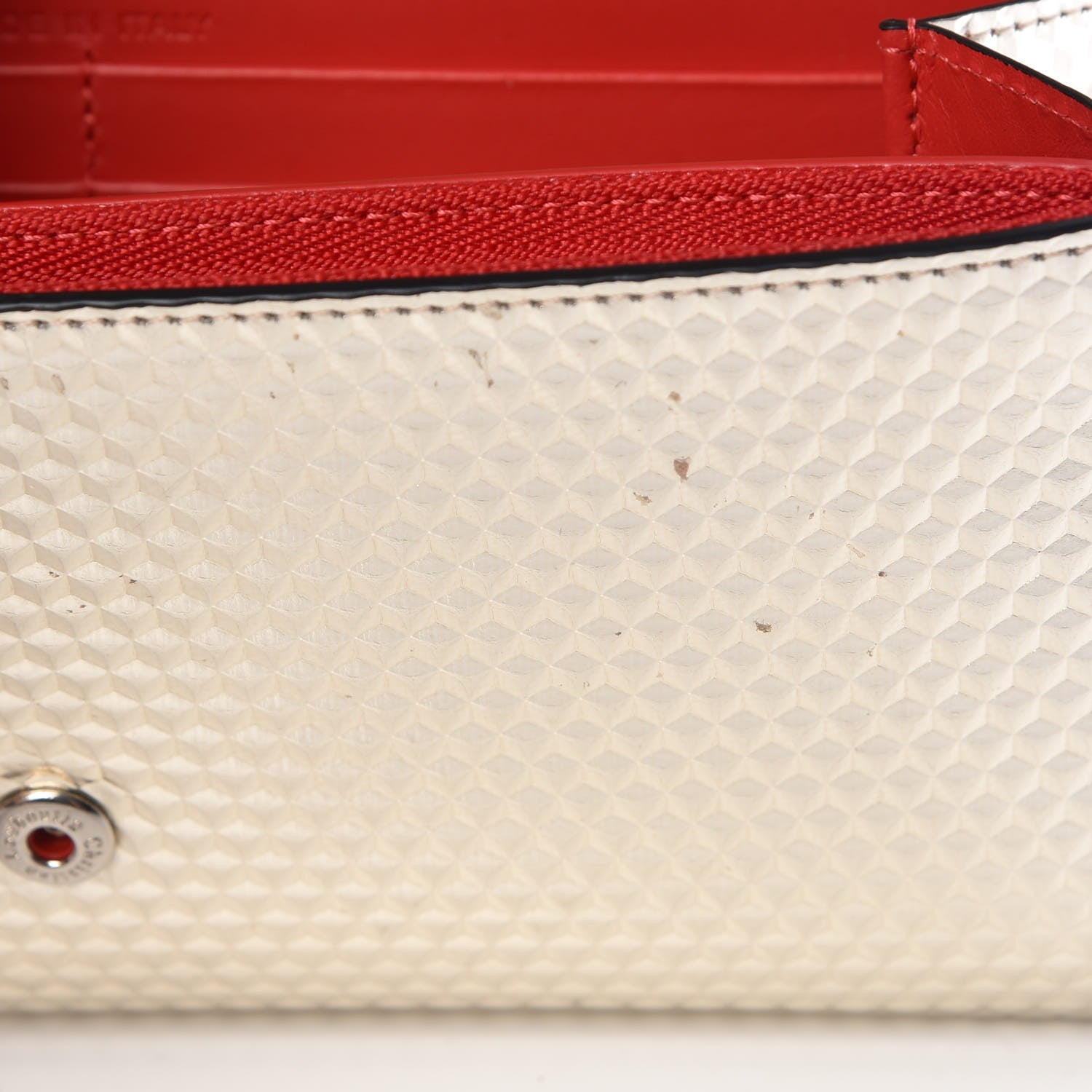 Christian Louboutin Patent Calfskin Pearl Boudoir Glitter Chain Wallet Platinum 9 of 11